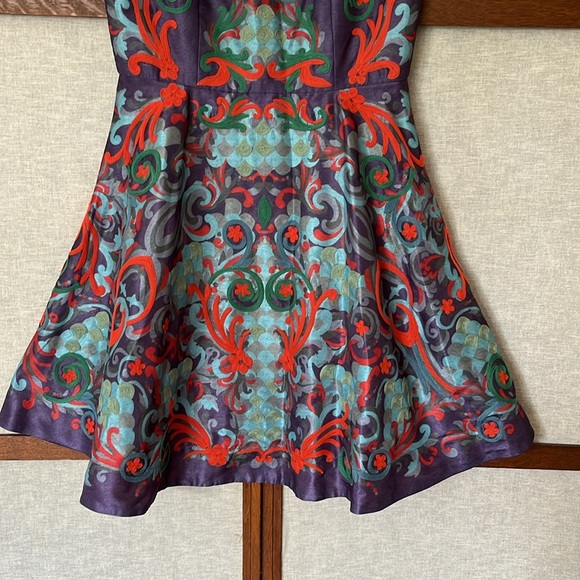 Pankaj & Nidhi Anthropologie Octave Dress Embroidered Purple Cocktail Boho Party - Picture 4 of 15